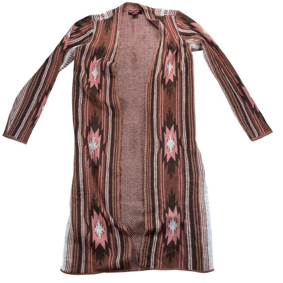 Rock & Roll Denim Sweaters - Rock & Roll Denim Duster Long Sweater Cardigan Small Aztec Southwestern Boho